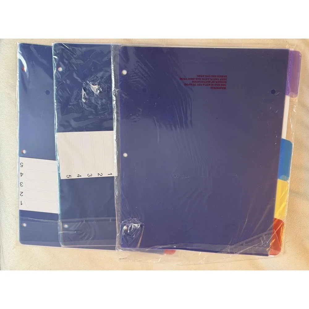 Lot of 3 Up&Up Index Dividers Letter 5-Tab Multicolor Plastic 3-Ring Binder